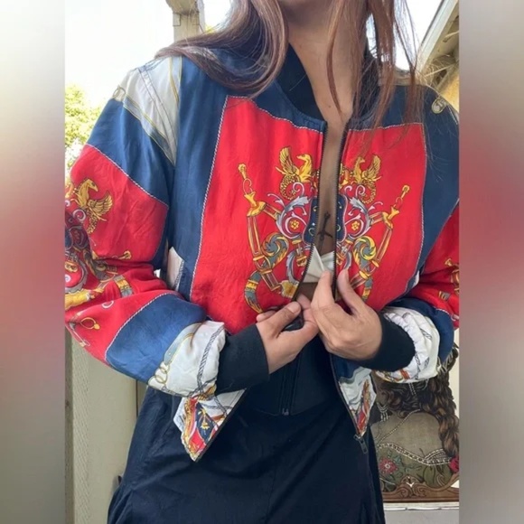 Vintage 80' Silk Bomber Jacket Size Small - Picture 1 of 7